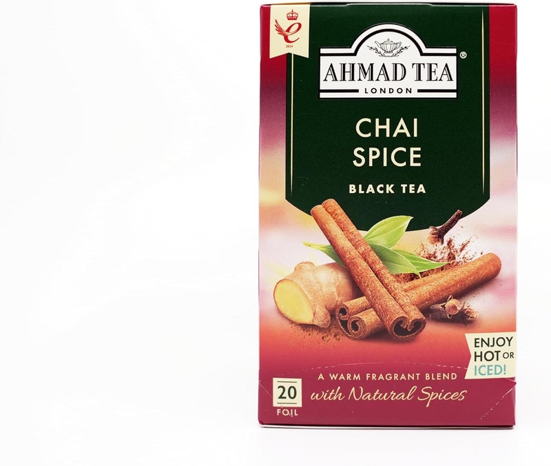 Ahmad Tea شاي أحمد تي سبايس الأسود، 20 كيس شاي فويل (عبوة من 6) - Image 1